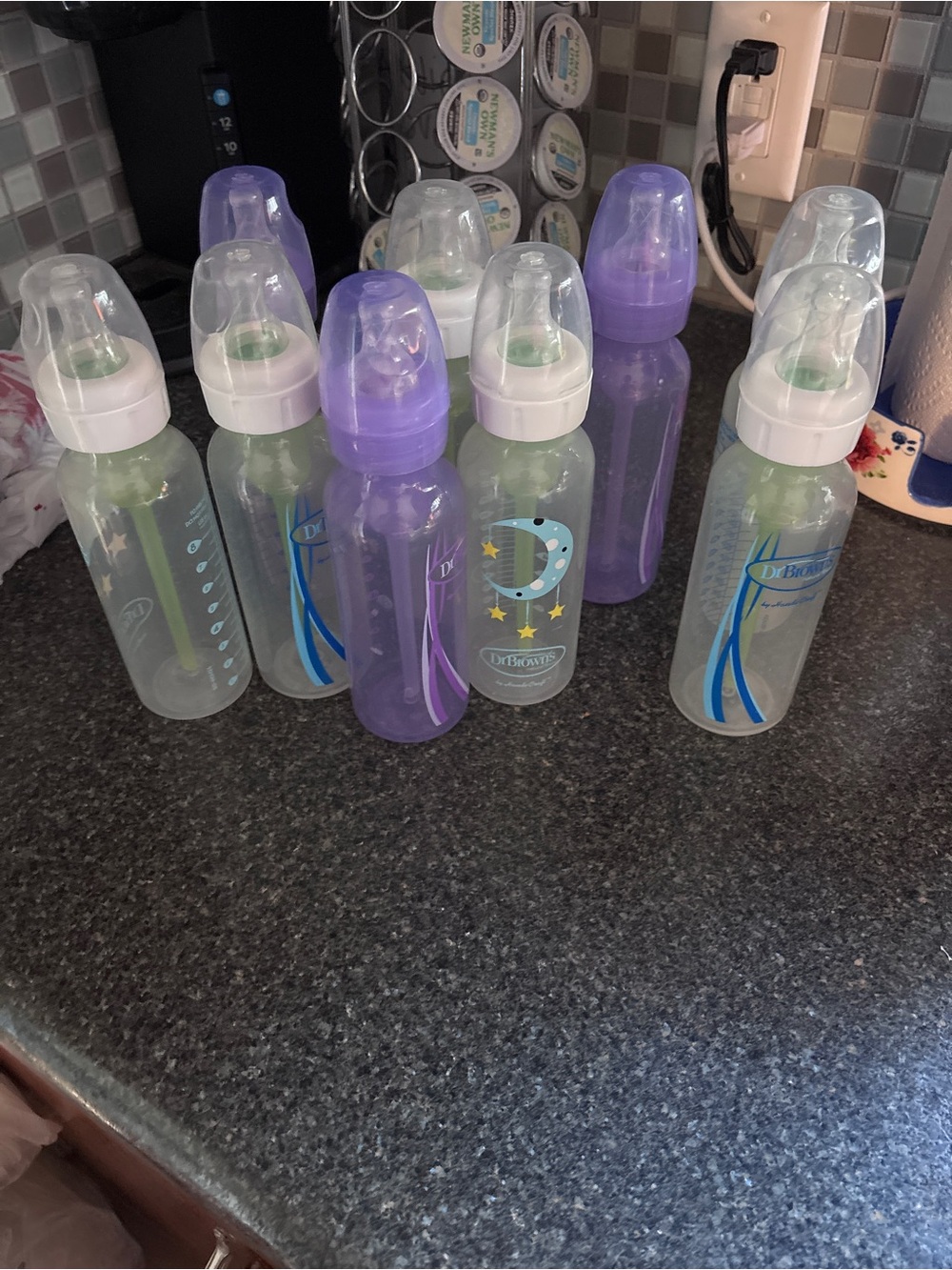 Baby Bottle - Clear and Purple Options